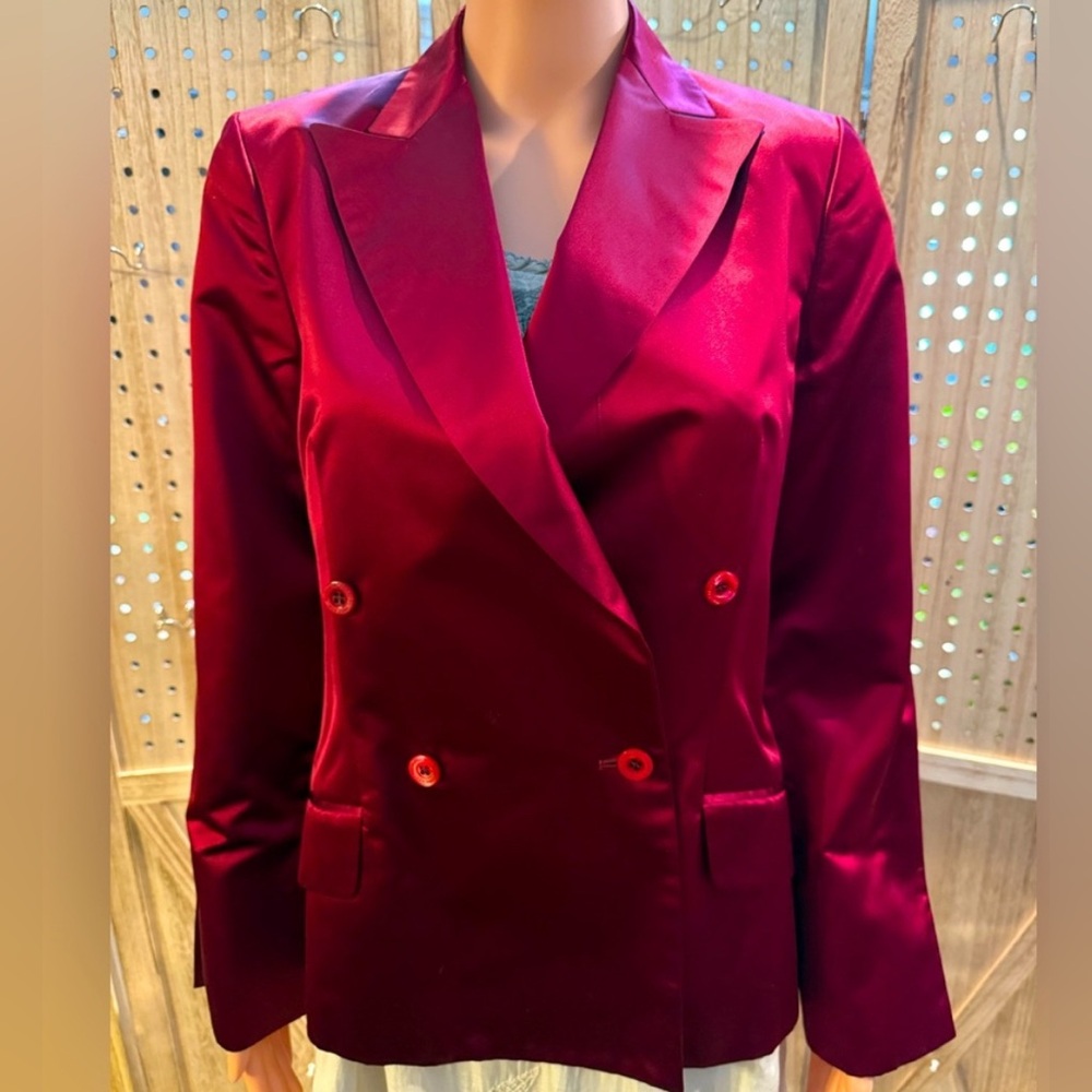 Carolina Herrera Double-Breasted Wine  Colored Blazer